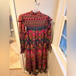 Anthropologie Colorful Geometric Long Sleeve Dress size M
